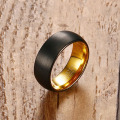 Black and gold tungsten carbide mens wedding rings