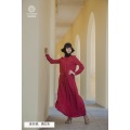 Wine red Round neck fashion Dress