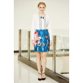 MID Waist Pencil Skirt with Flower and Butterfly Print