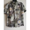 Men Casual Digital Print Linen Short Sleeve Shirt