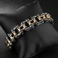 Stainless steel mens motorcycle chain bracelet