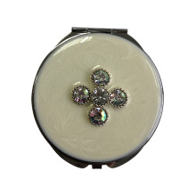 White Four-leaf Clover Pocket Mirrors