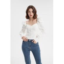 Summer Femmes Tops Square Neck Crop Smocking Blouse