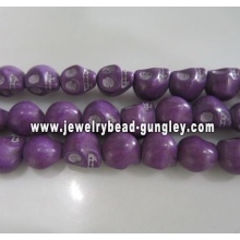 Howlite skull beads - purple