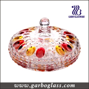 Colored Christmas Glass Candy Jar