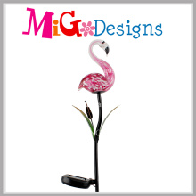 Hot Flamingos Glass Lamp Solar Garden Metal Stakes