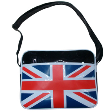 Union Jack Style Drucken glänzend Leder Schultertasche