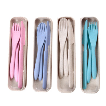 wheat straw spoon fork knife set plastic cutlery