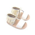 White Leather Golden Moccasins Baby Summer Sandals