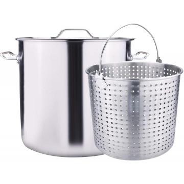 64QUART Pot de stock en acier inoxydable avec panier