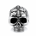 Male Jesus skull silver ring