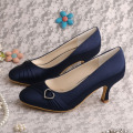 Closed Toe Navy Satin Shoes for Wedding