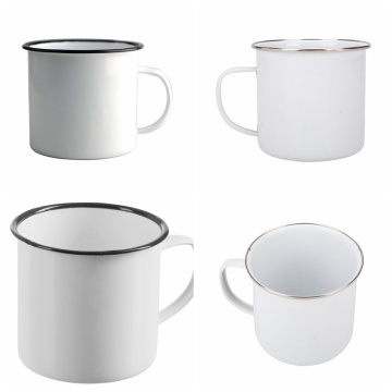 Traditional Enamel White Tea/Coffee Mugs