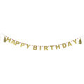 Gold Happy birthday party bunting banner