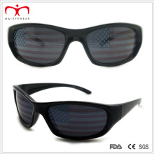 Homens promoção esportes óculos de sol com bandeira design na lente (wsp508262)