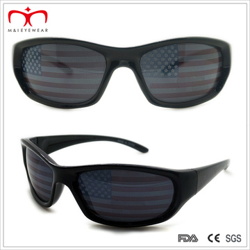 Lunettes de soleil de sport promotionnelles pour hommes avec design de drapeau sur lentille (WSP508262)