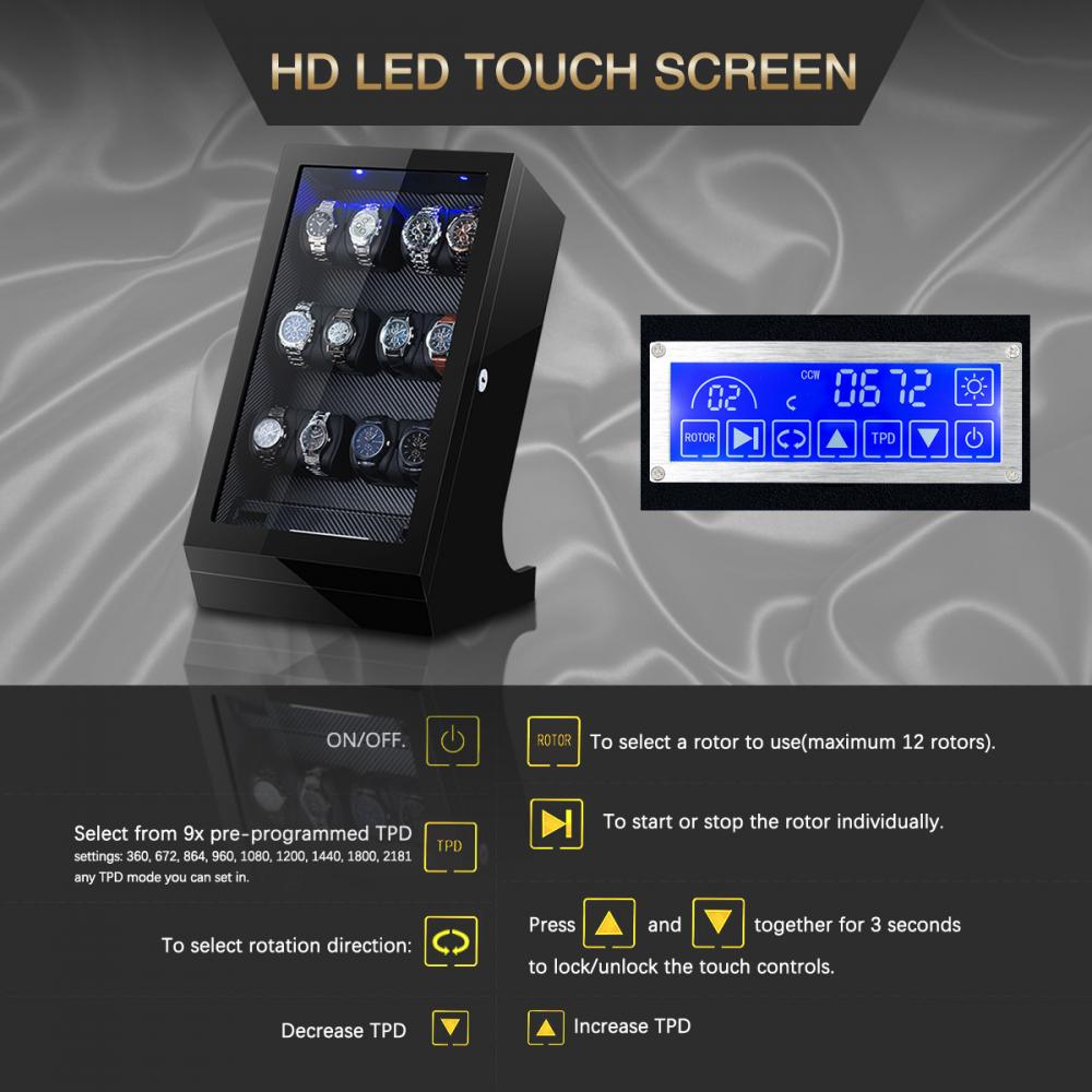 Tg 04ts Large Cool Watch Winder With Led Light