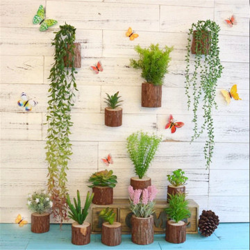 Stump Flowerpot Wooden  Wall Hanging Decoraiton