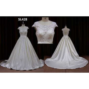 Wedding Dress with Applique Lace Cap Sleeve