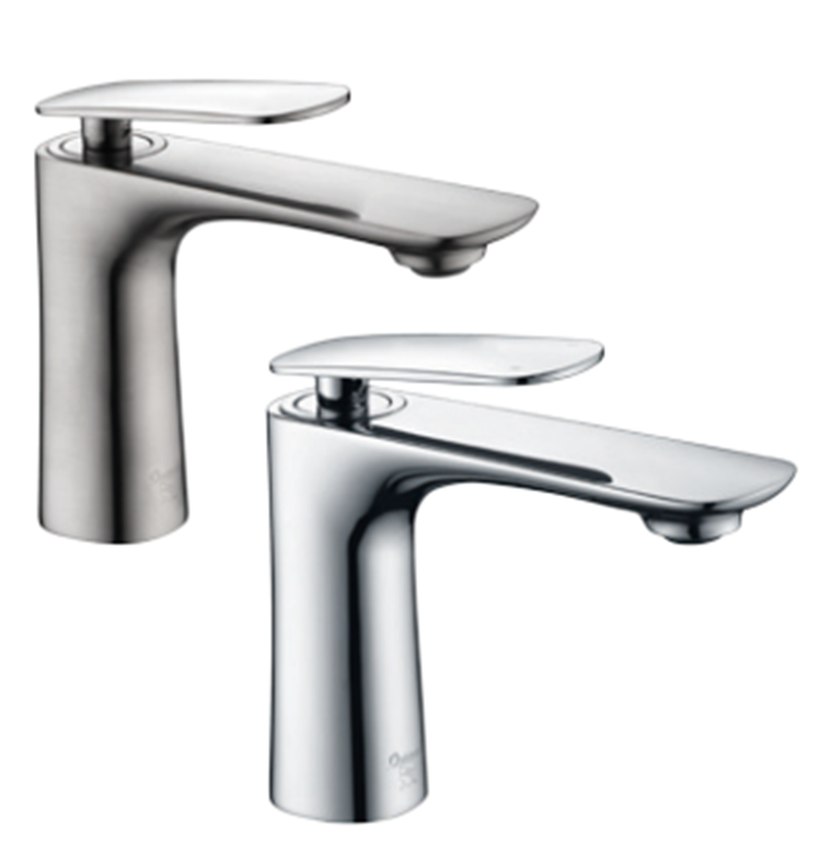 Single handle basin faucet in bathroom