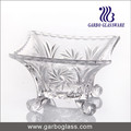 6" Square Footed Glass Bowl with Design Embossment