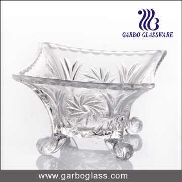 6 &quot;Square footed vidro Bowl com Design Embossment