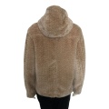 Women Hood Trimmed Mink Faux Fur Coat