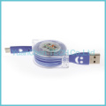Shining Retractable Data Charging Micro USB Cable for Android Phone