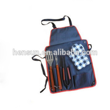 Stainless Steel Barbecue Cooking Utensil Set with Apron