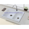 Sunboat Cast Iron Water Tank Kitchen Double Groove Kitchen Enamel Sink