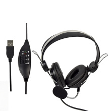 Auricular de computador com fio USB &amp; 3.5mm fones de ouvido com microfone