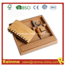 Bamboo Stationery Set with Notebook and Key Chain