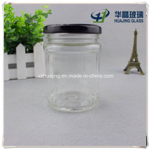 180ml 6oz Round Pickle Glass Mason Jar with Black Cap