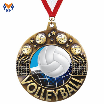 Bulk volleyball medals and awards with medal ribbons