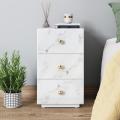 Tempered glass marble texture bedside table