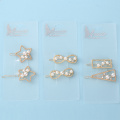 rectangle Pearl Hair Clip Gold Metal Hairgrip