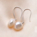 White Big Baroque Freshwater Pearl Earrings
