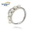Bague en perles d&#39;eau douce sterling de 925 Bague à perles rondes de 3,5 à 4 mm AA