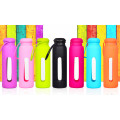 Hot Selling Glass Water Sport Bottle with Silicon Sleeve Portable Glass Bottle