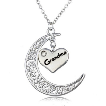 Silver Moon Necklace Pendant Silver Necklace 80cm Letter Necklace Initial