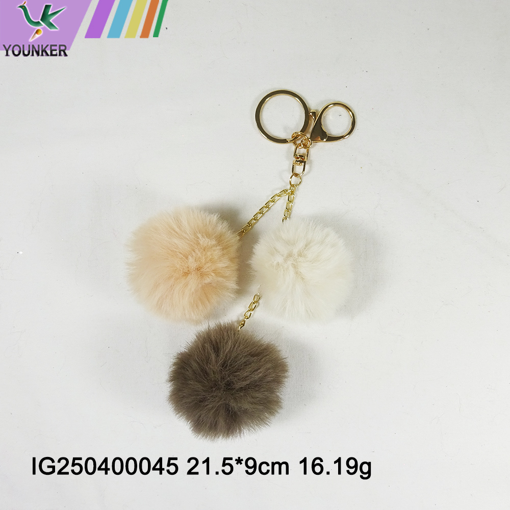 Faux Rabbit Fur Ever Pom Pom Keychain