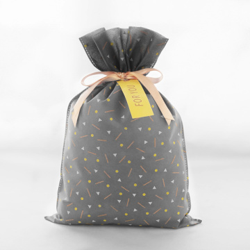 Grey Daily No-woven Drawstring Gift Packaging Bag