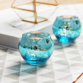 Blue painted glass jar candle holder