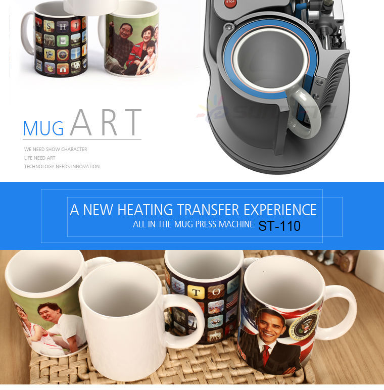 FREESUB Sublimation Black Coffee Mugs Printing Machine