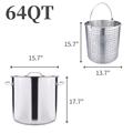 64QT Stainless Steel Stock Pot with Basket