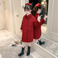 Girls' woolen overcoat Autumn and winter Chinese New Year clothes thickened coat