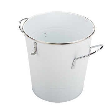 Metal Ice Bucket With Scoop White