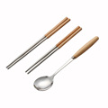 Stainless Steel Fork Spoon  Wooden Handle Cutlery