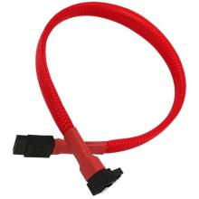 Red Sleeved 7pin Right Angle to Straight SATA Cable