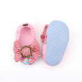 Red Striped Bow-knot Baby Pink Cotton Shoes